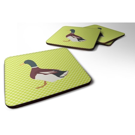 Rouen Duck Green Foam Coaster, Set Of 4
